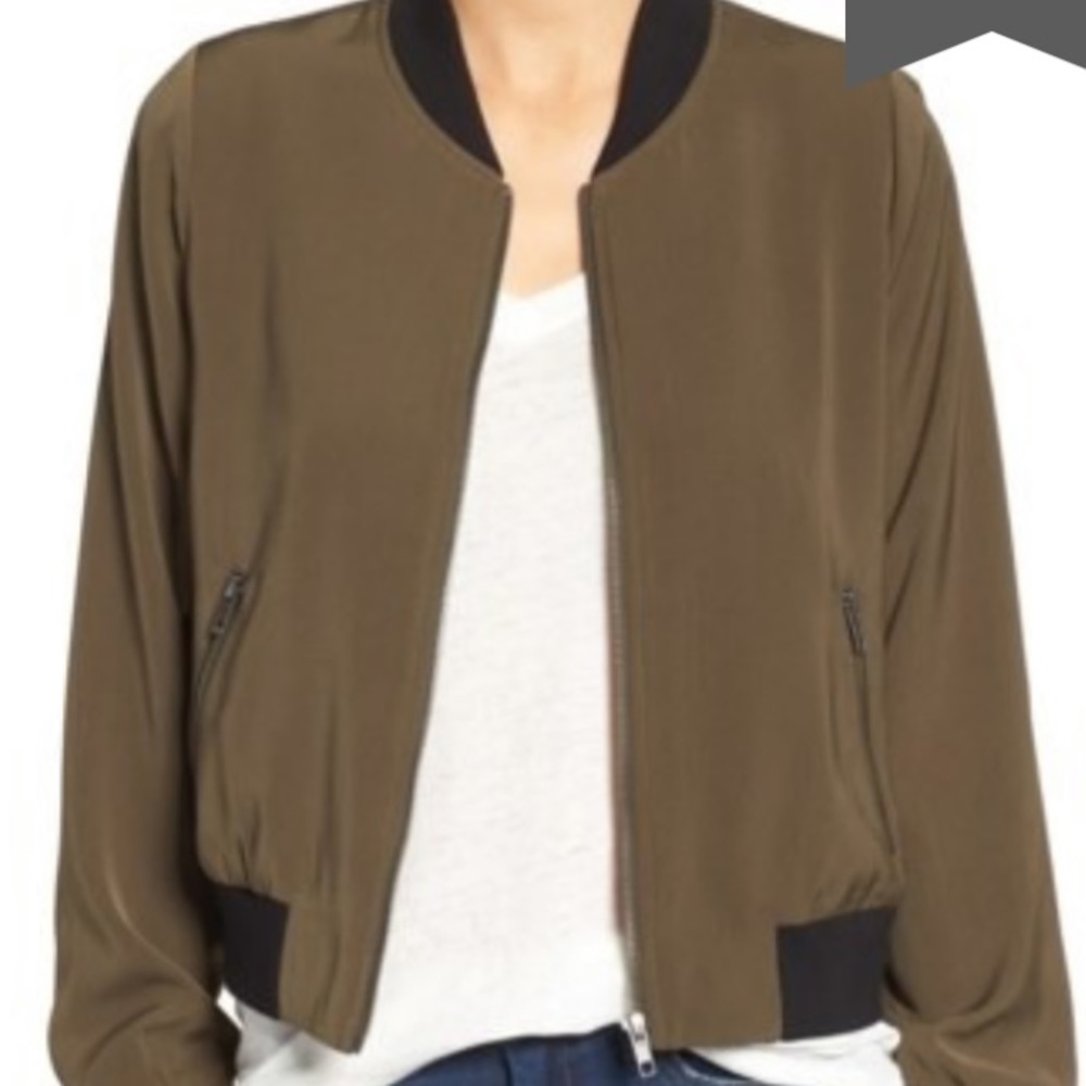 Mural smooth green bomber jacket